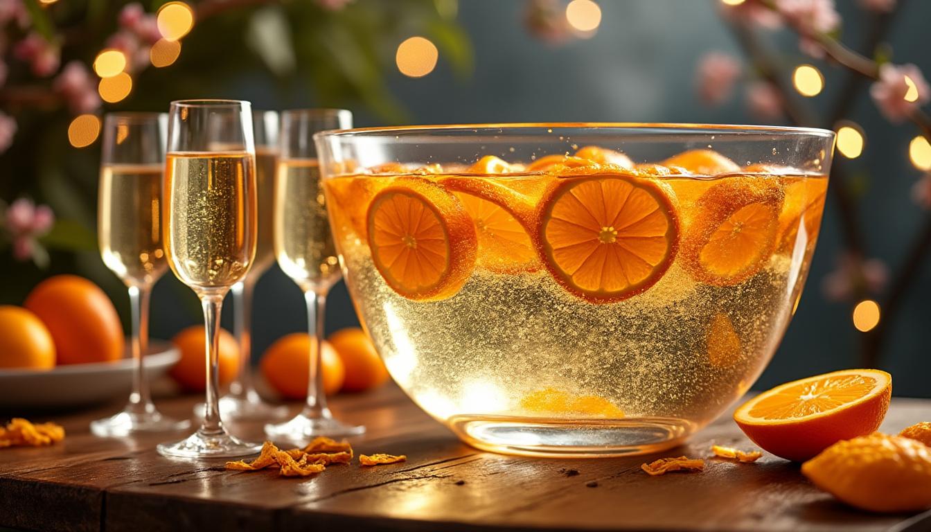 découvrez notre recette facile et festive de soupe de champagne au cointreau, idéale pour régaler 20 personnes lors de vos célébrations.